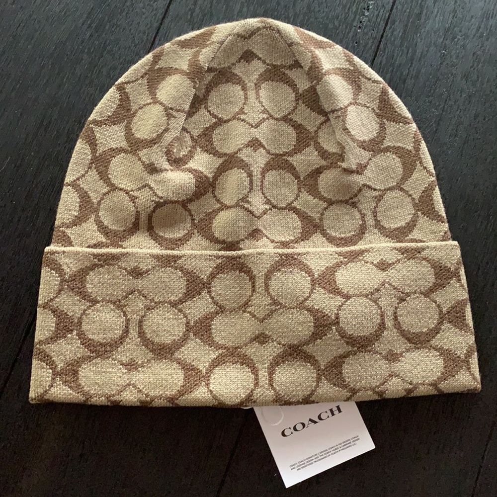 Coach Signature Knit Beanie Unisex - Picture 2 of 7